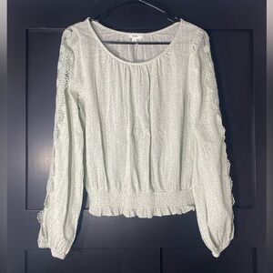 Mine Mint Lace Sleeve Blouse